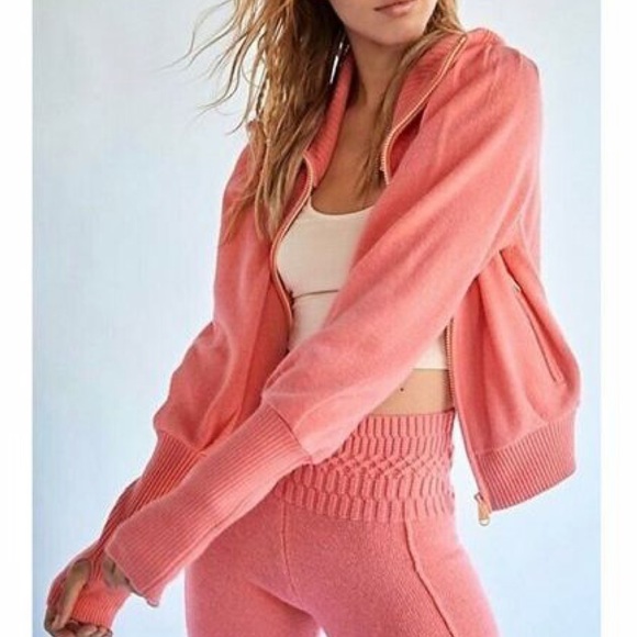 New Free People 100% Cashmere Snow Angel XS & M Pink Coral Soft Cardigan Jacket - Picture 2 of 10